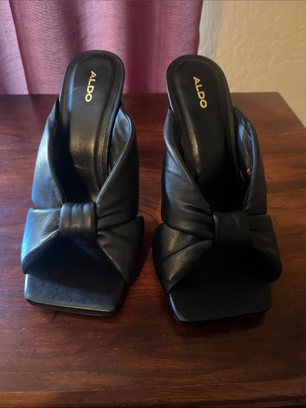 Aldo Black Knotted Slide Mules